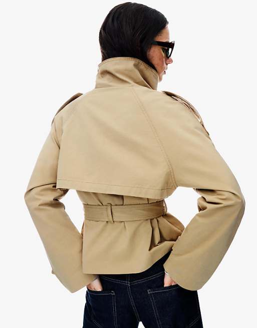 Stylish Khaki Women's Short Trench Coat