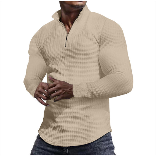 Everyday Waffle-Knit Comfort Mock-Neck Pullover