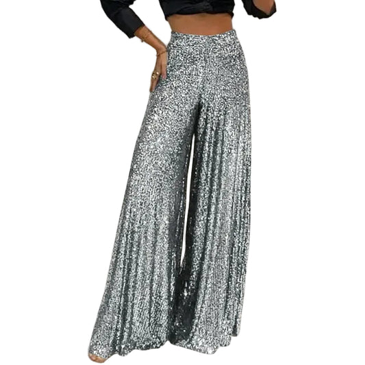 Sequin Flare Wide Leg Trousers