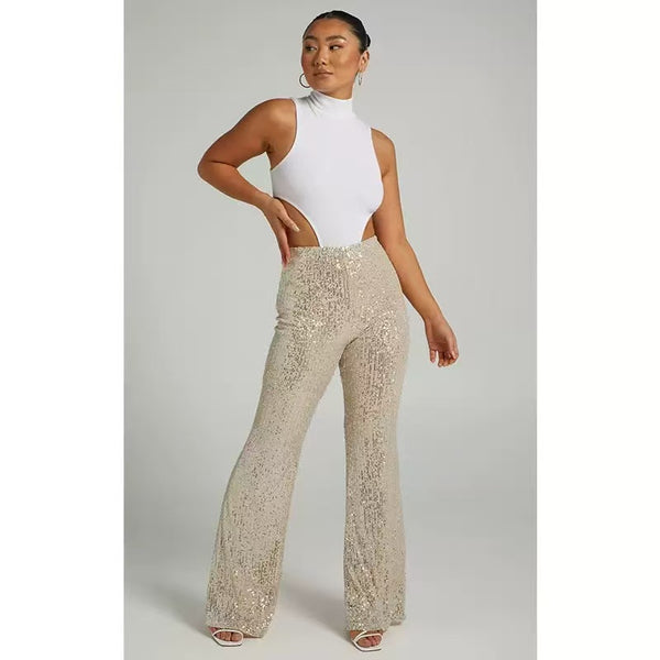 Shimmering Wine Sequin Pants