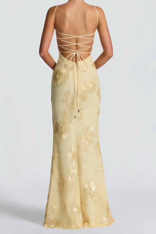 Elegant Black/Yellow Floral Corset Dress