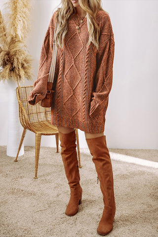 Cozy Cable Knit Sweater Dress