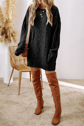 Cozy Cable Knit Sweater Dress