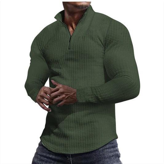 Everyday Waffle-Knit Comfort Mock-Neck Pullover
