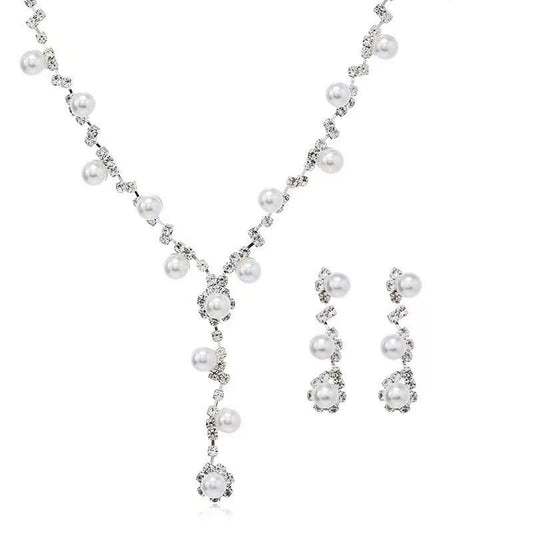 Elegant Pearl &amp; Diamond-Inspired Jewelry Set