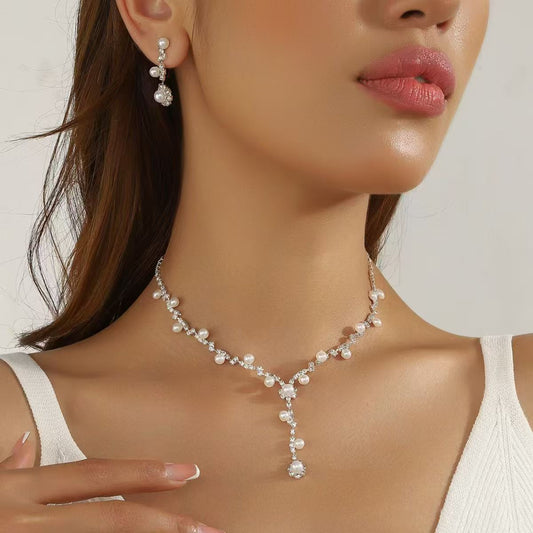 Elegant Pearl &amp; Diamond-Inspired Jewelry Set
