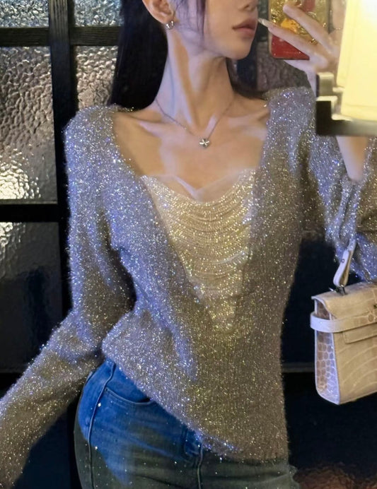 Starfall Silver Chain Knit Top