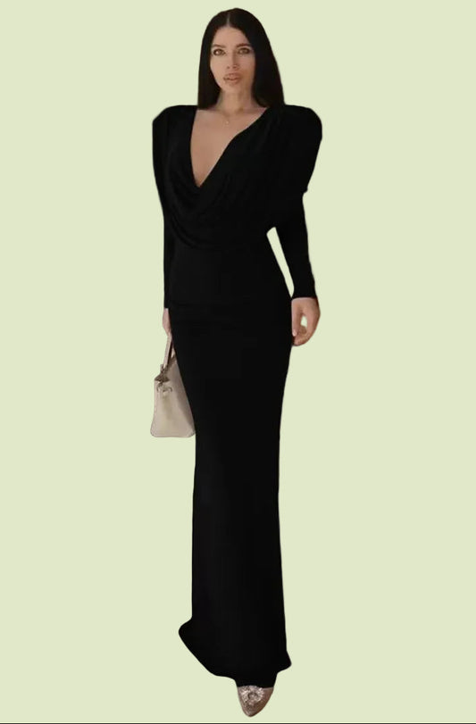 Elegant Draped Maxi Dress