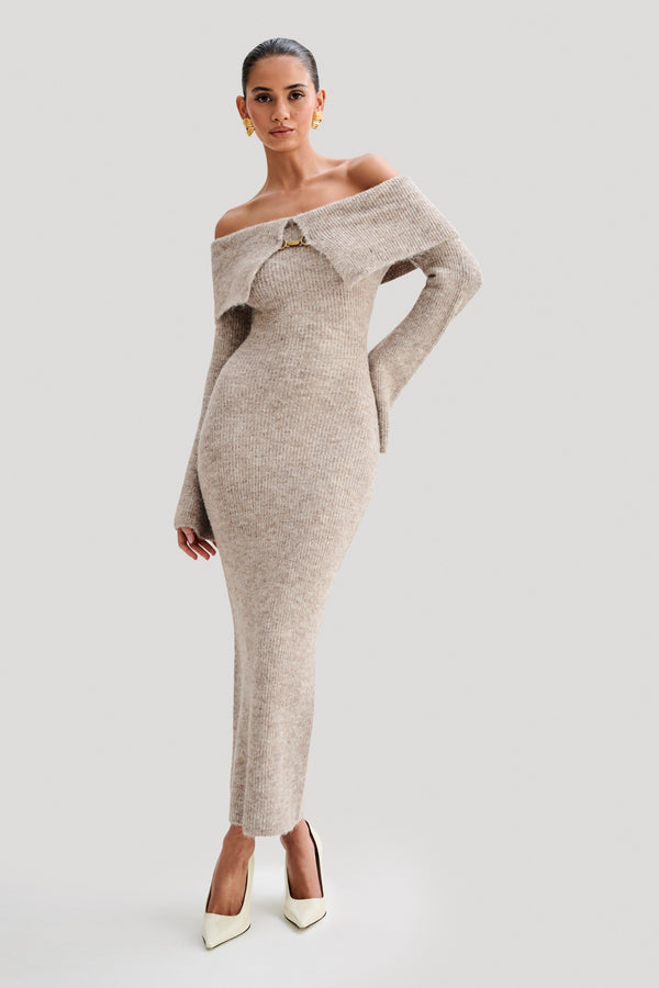 Cozy Off-Shoulder Knit Dress