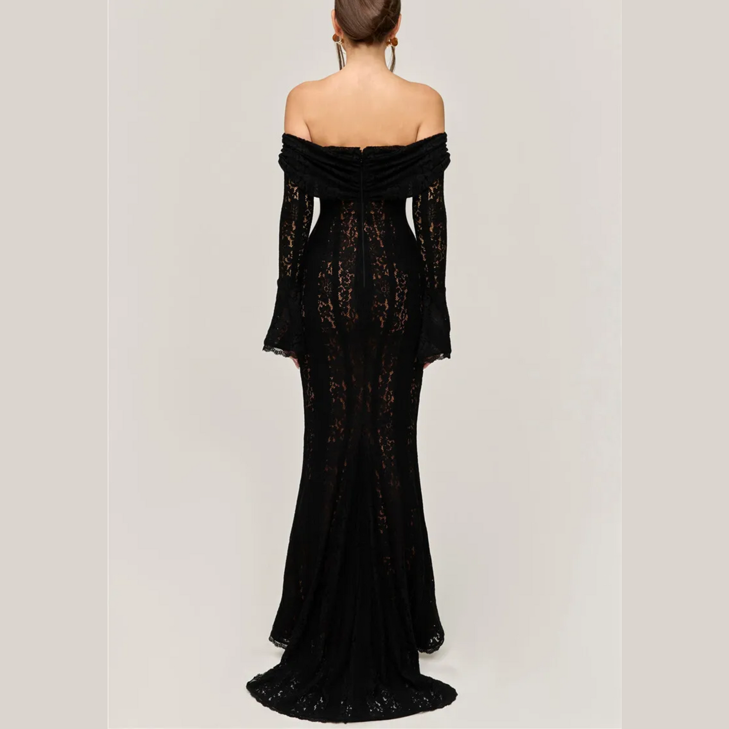 Elegant Black Lace Maxi Dress