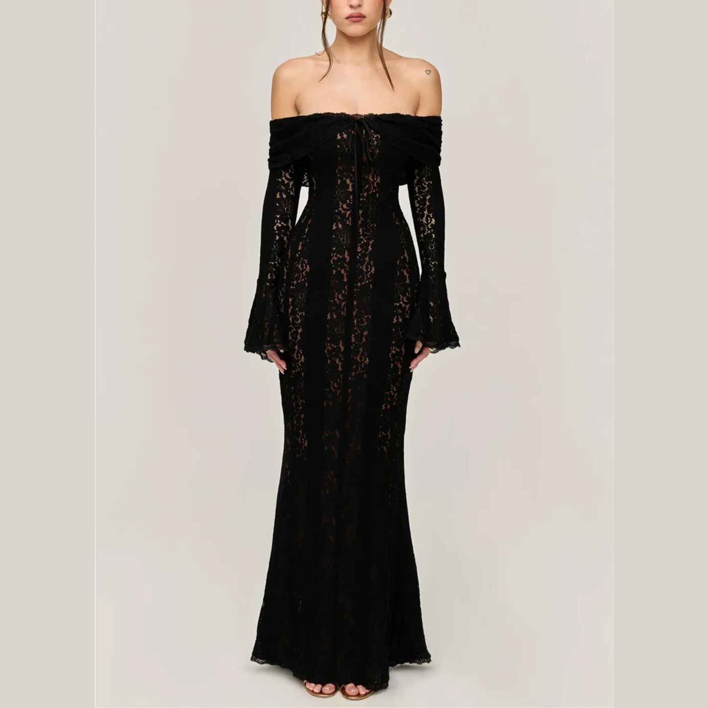 Elegant Black Lace Maxi Dress