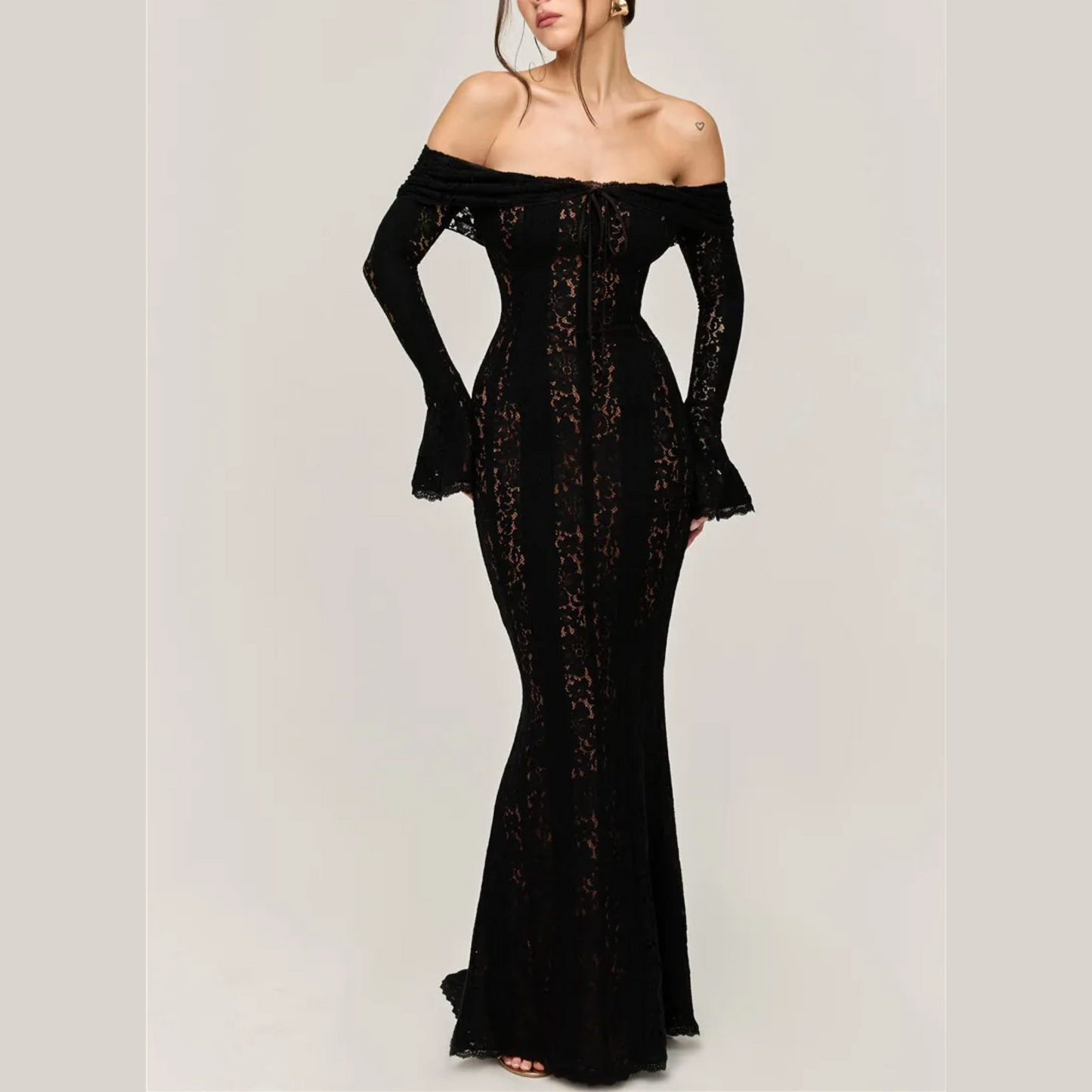 Elegant Black Lace Maxi Dress