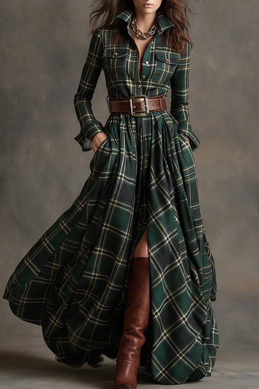 Chic Plaid Maxi Dress