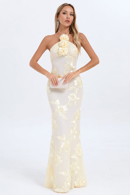 Elegant Floral Embroidery Gown