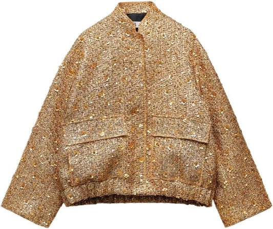 Chic Gold Sequin Jacket
