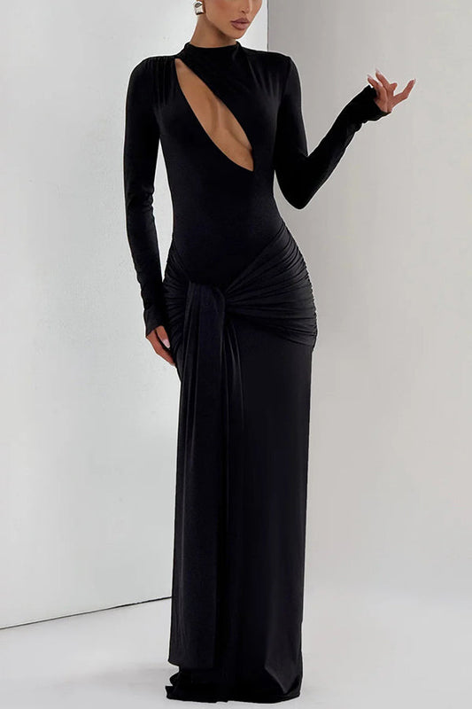 Satin Pleated Ribbon Maxi