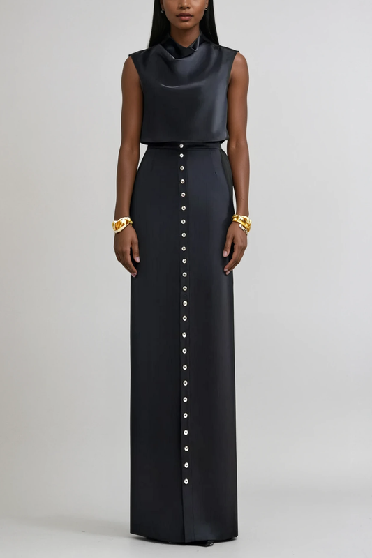 Chic Button Skirt Set