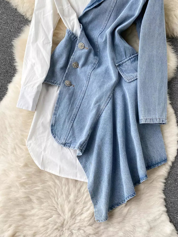 Chic Denim Patchwork Dress