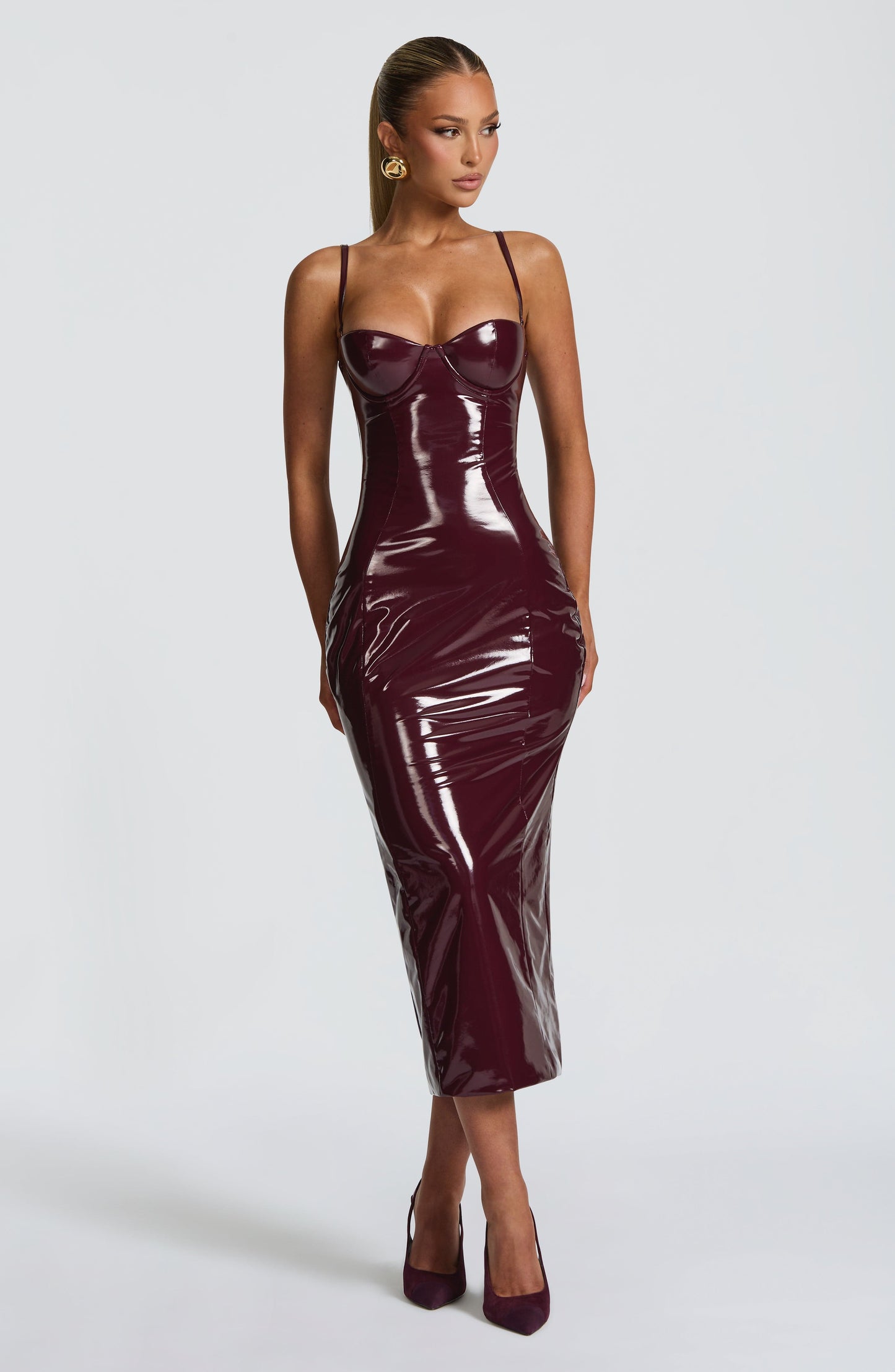 Cherry Lacquer Midi Dress