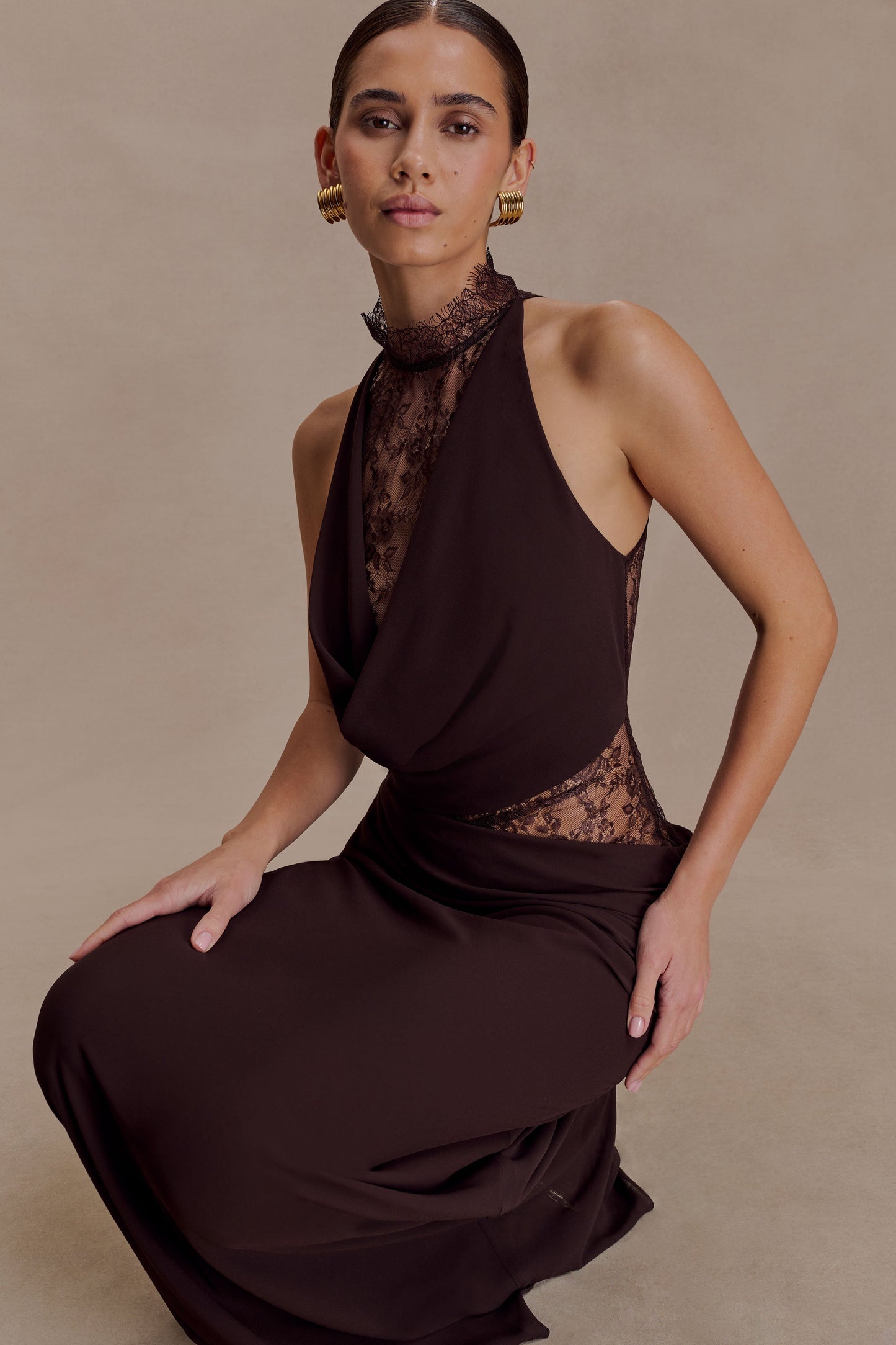 luxeflowr Lace Chiffon Maxi Dress