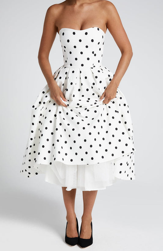 Elegant Polka Dot Midi Dress