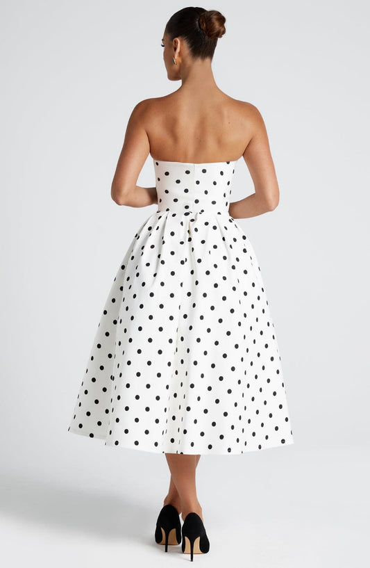 Elegant Polka Dot Midi Dress