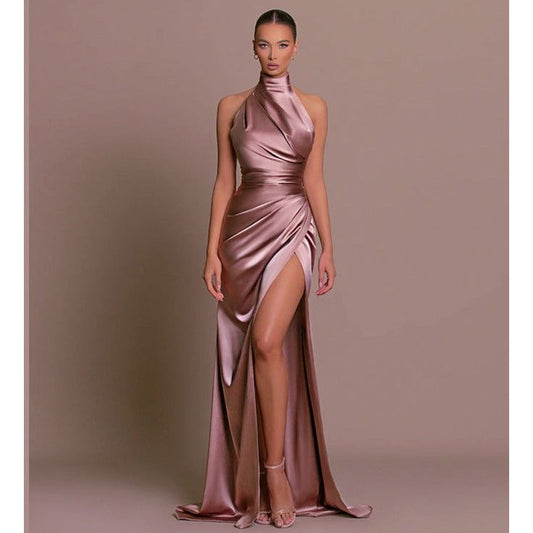 Bold Halter Slit Dress
