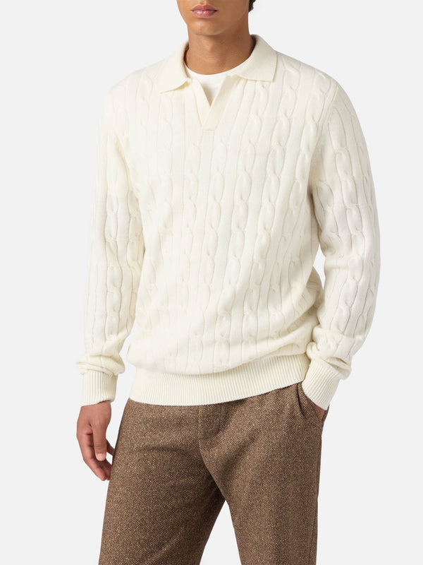 Downing White Wool Polo