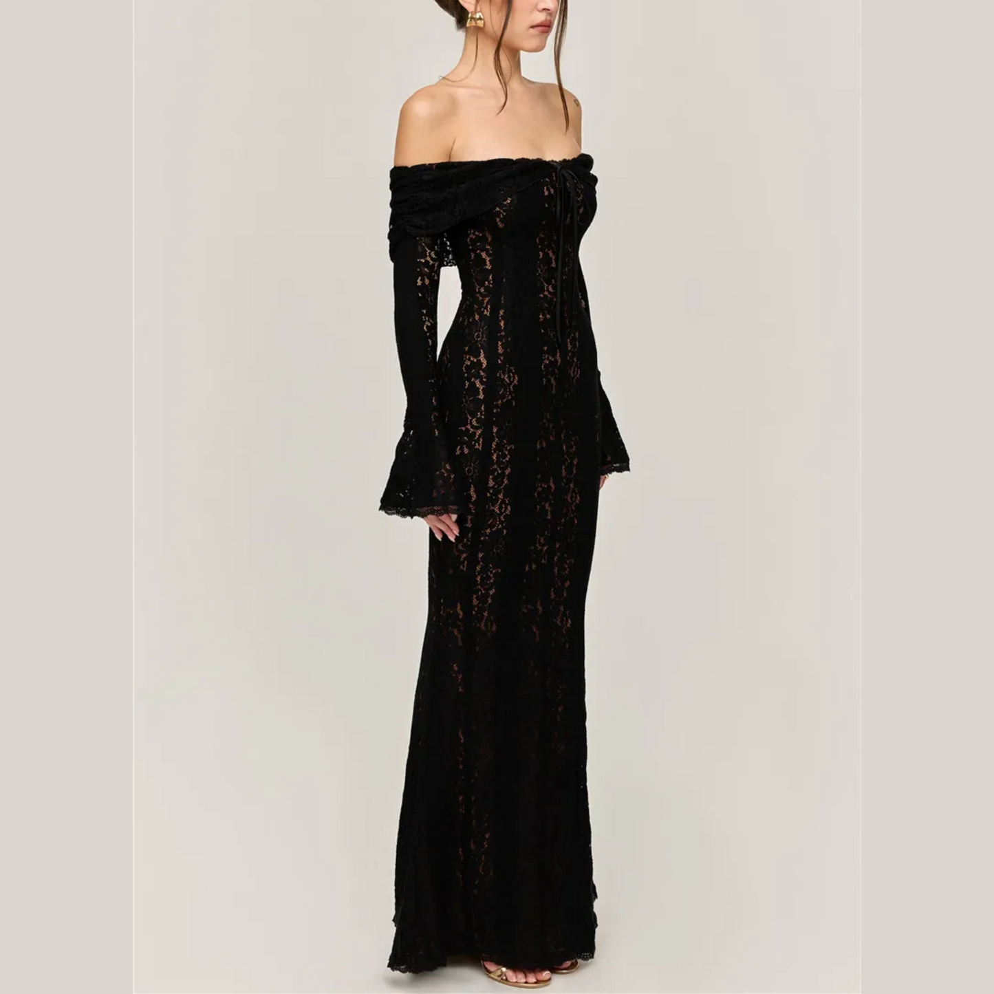Elegant Black Lace Maxi Dress