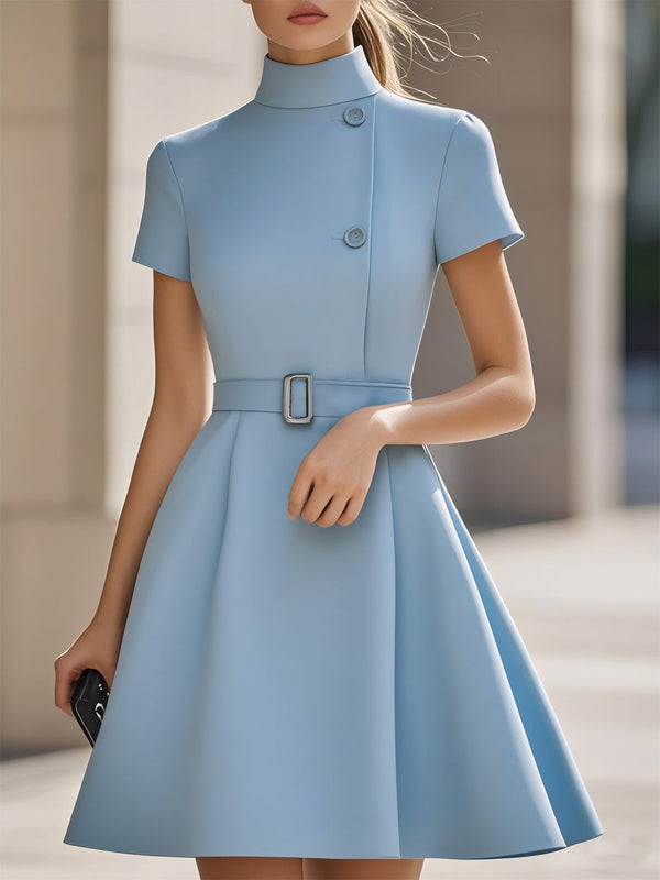 Chic Black Belted Dress