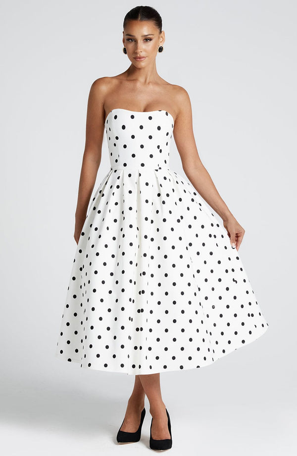 Elegant Polka Dot Midi Dress