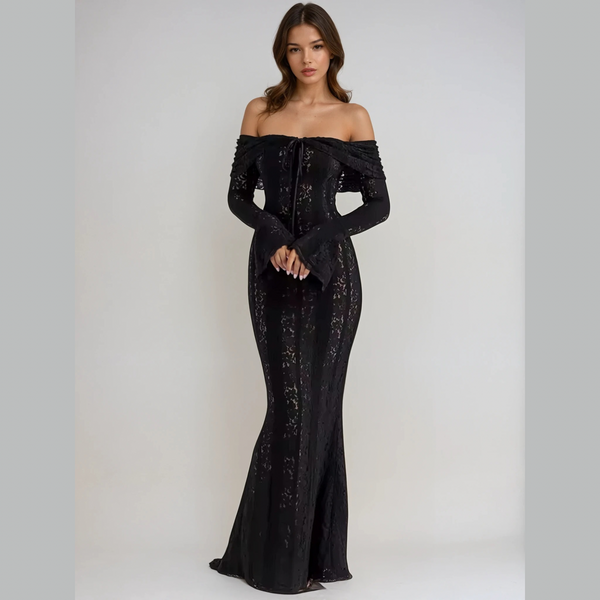 Elegant Black Lace Maxi Dress