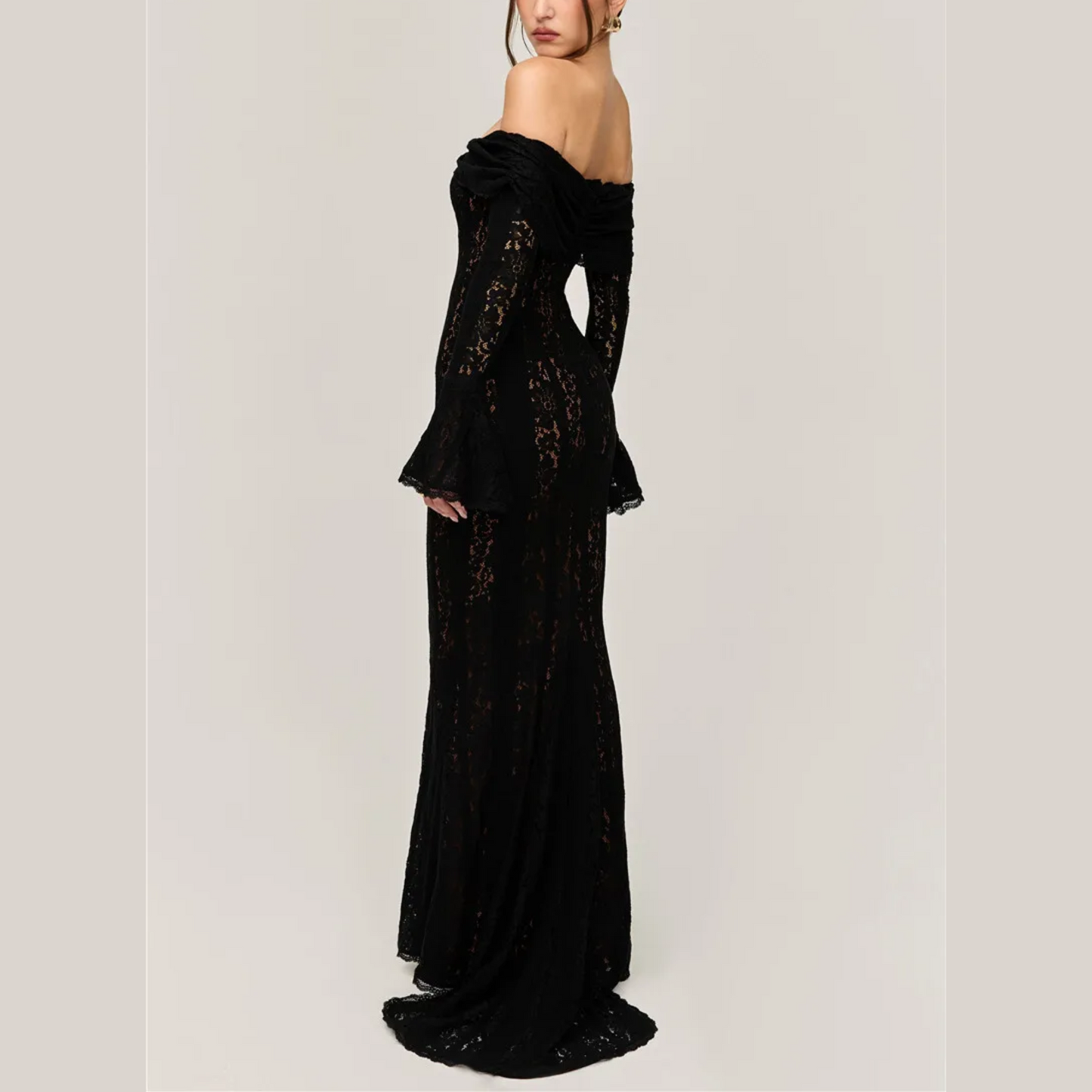 Elegant Black Lace Maxi Dress