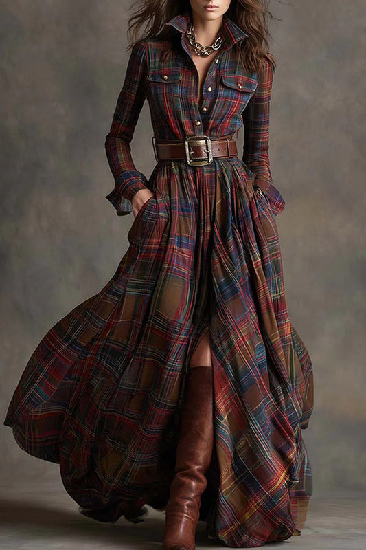 Chic Plaid Maxi Dress